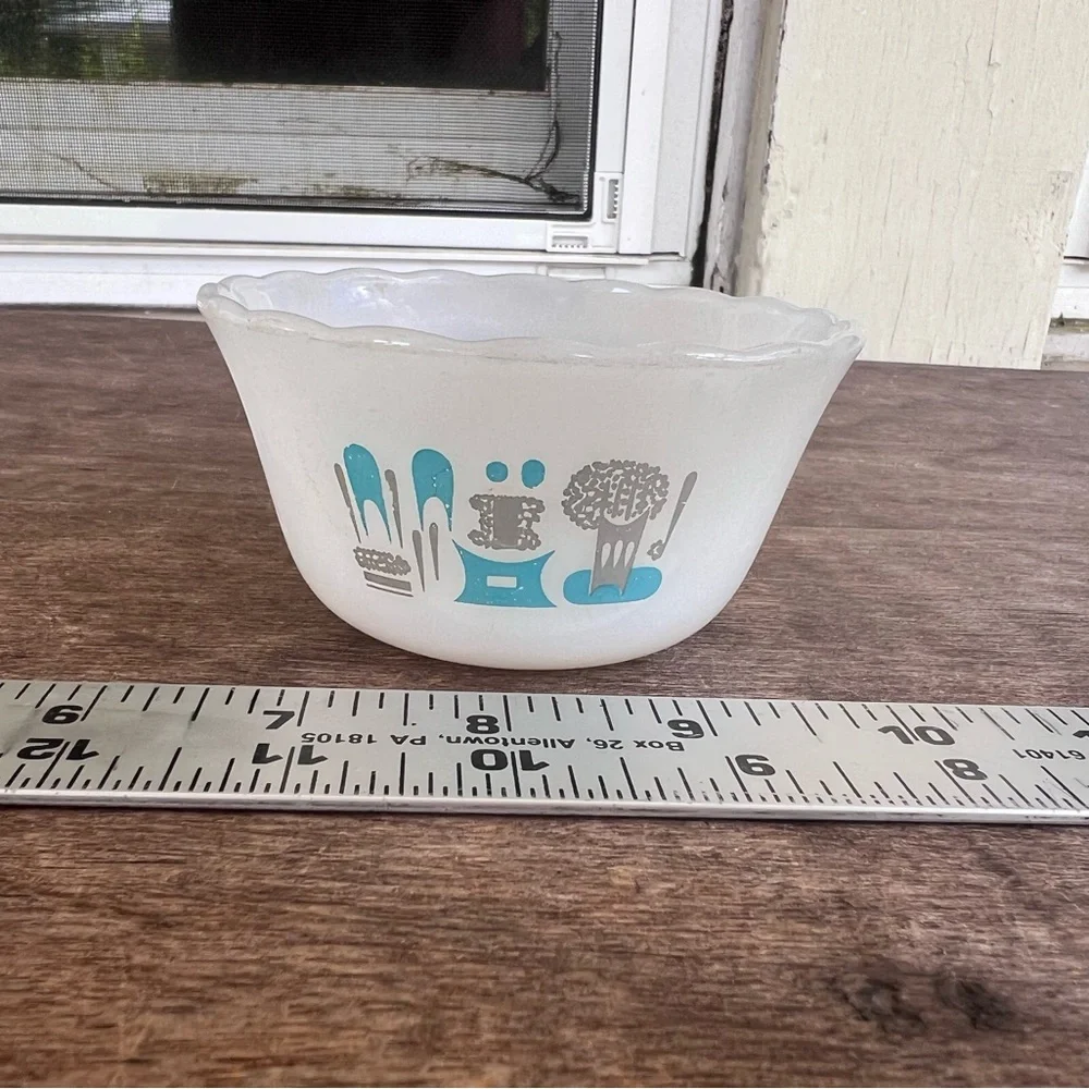 Vintage Fire King Blue Heaven Milk Glass Custard Cup Ramekin Bowl Collectible